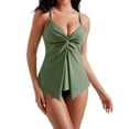 thumbnail image 5 of Womens Tankini Push Up Tummy Control Swimsuit Knot Front Bathing Suit Green XL, 5 of 5
