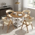 thumbnail image 4 of Demi Bonn 40" Modern Dining Table with 2 Shelves, Kitchen Table for 2-4 People, Folding Round Dinner Table for Home Office, Living Room Furniture, Brown, 4 of 9