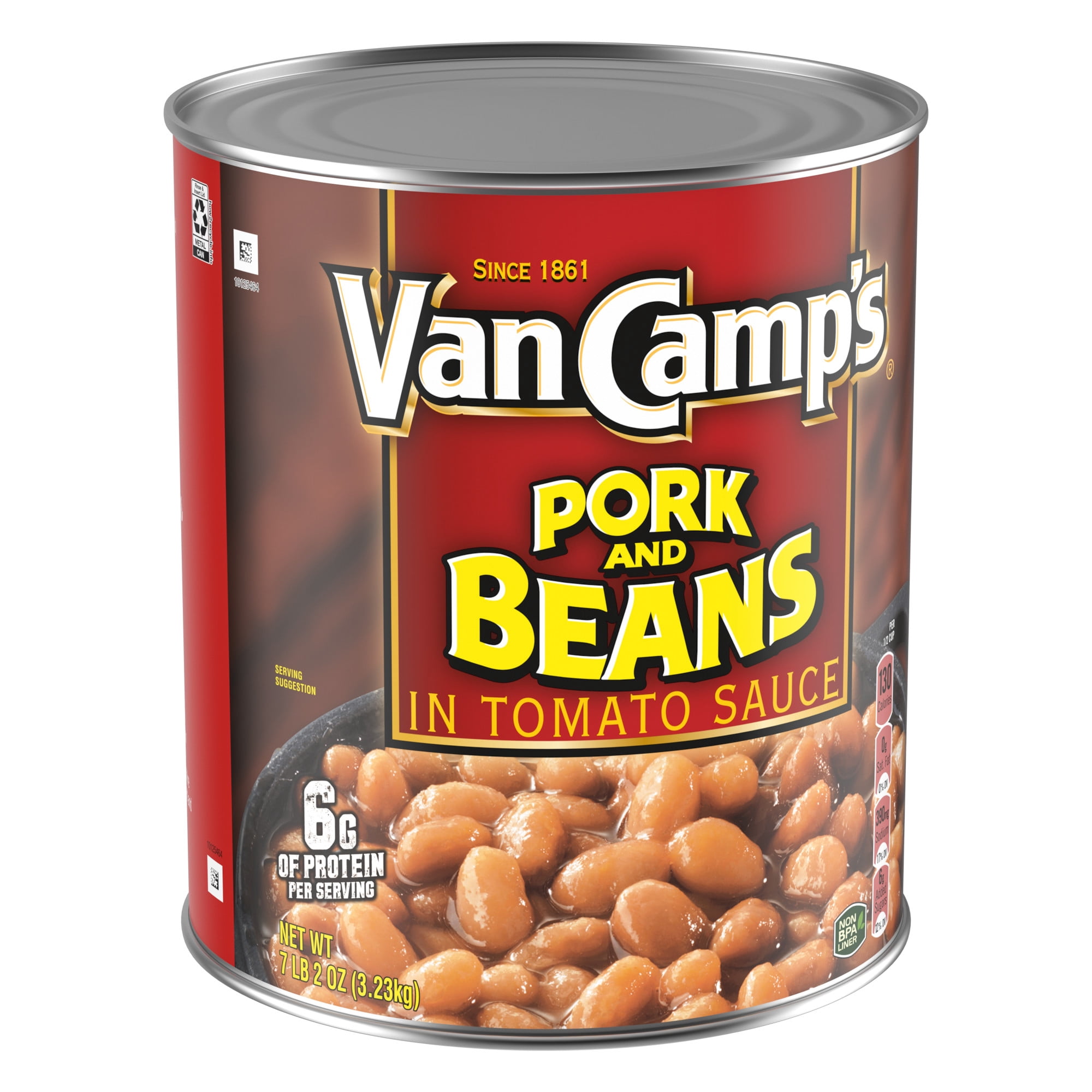 Van Camp's Pork and Beans, 6g Protein Per Serving, Canned Beans, 114 oz. Can