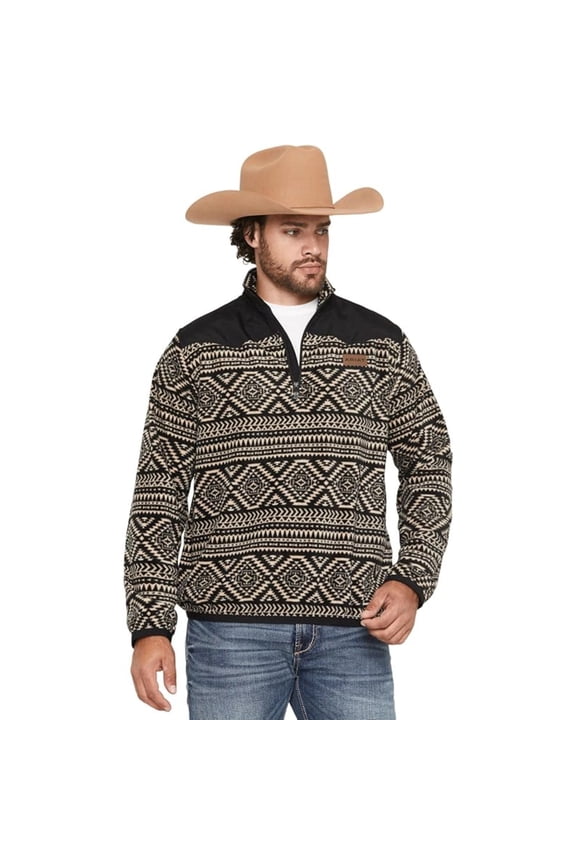 10062486 Basis Quarter-Zip Fleece Sweater for Men - Black Soutwest - S