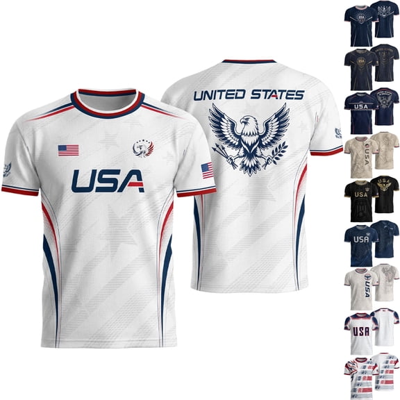 2026 New USA Soccer Jersey Men United States National Team Shirt, United States Jersey Soccer, Resistant Crew Neck Short Sleeve Football Tee for Sports Casual Daily Use for Adult(Orange, 2XL)