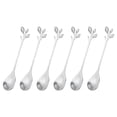 thumbnail image 1 of Unique Bargains 6Pack 4.8' Stainless Steel Leaf Coffee Spoon Tableware Dessert Spoons, Silver, 1 of 4