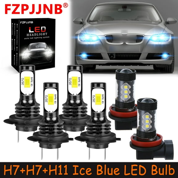FZPJJNB H7 H7 H11 for BMW 328i 325xi 330xi 2002-2006 Ice Blue Led Headlights Bulb High Low Beam Fog Light,HKL,C02
