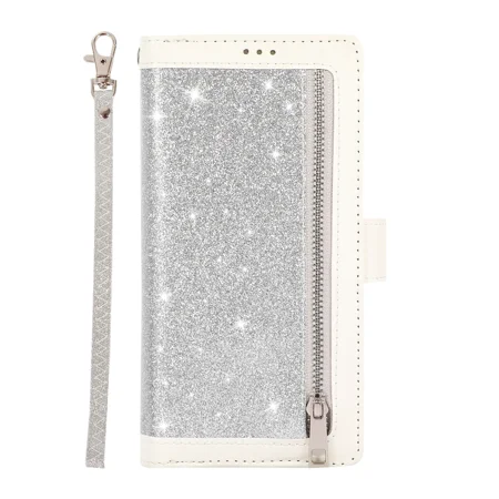 Flash Powder Multi Card is suitable for Huawei MATE 10 LITE phone case, magnetic handbag zipper pocket PU leather flip cover, with 9 card slots and wristband, split TPU inner bracket phone case