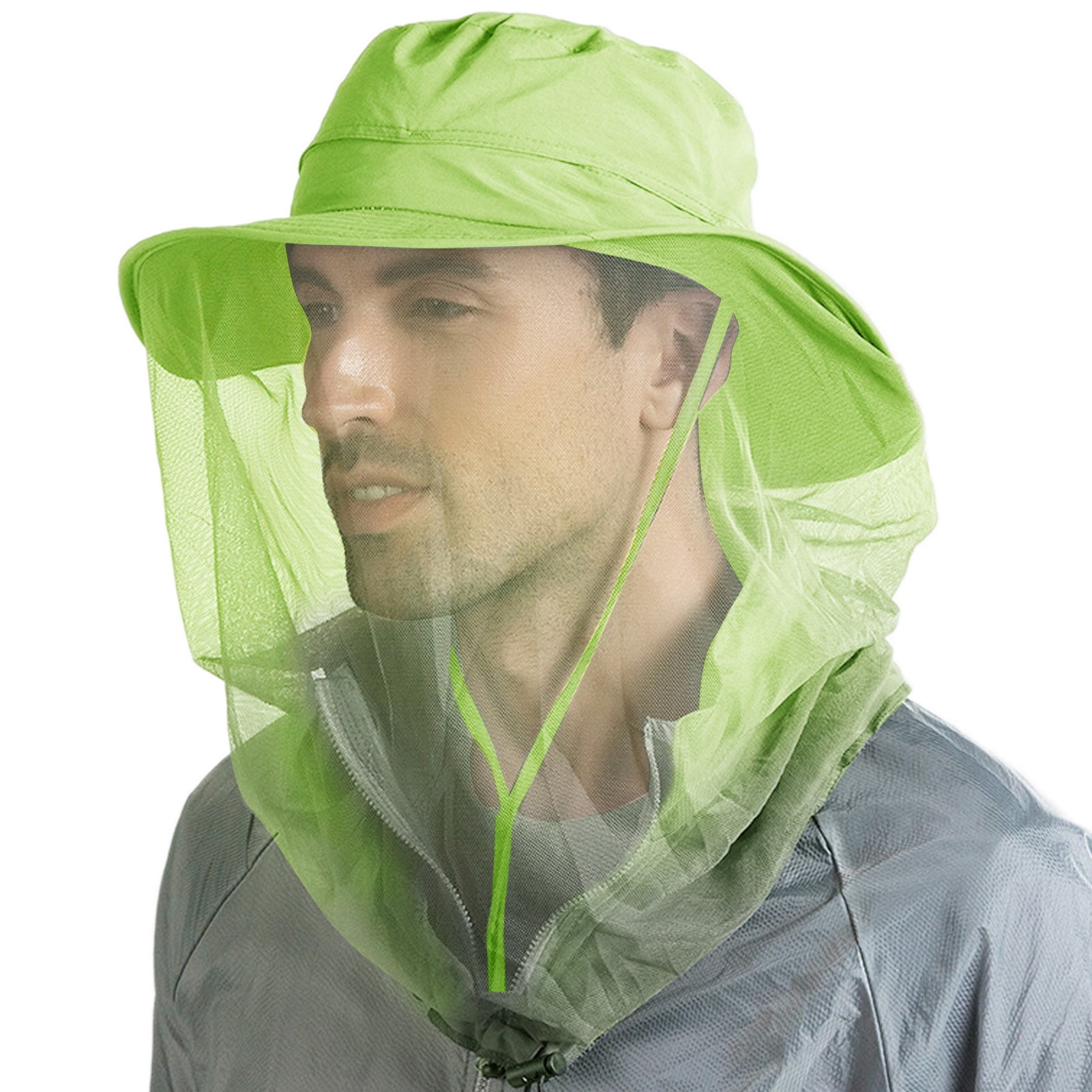Anself Sun Protection Bucket Hat Cap with Mesh Mosquito Insects Bug Bee Net for Hiking Fishing Travel Outdoor Holiday, Adult Unisex, Green