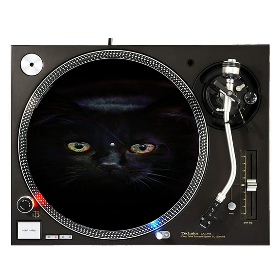 KuzmarK™ 12" DJ Turntable Slipmat - Black Cat Painting Eyes