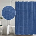 thumbnail image 5 of Navy Blue Shower Curtain, Waterproof Shower Curtains for Bathroom, Vintage Country Monochrome Farmhouse Washable Fabric Bathtub Curtain Set Bath Decor with 12 Hooks 48"x72", 5 of 8