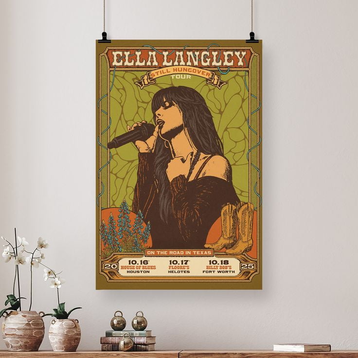 Music Poster Ella Langley Still Hungover Tour 2025 Texas Size 24