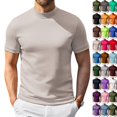 thumbnail image 2 of Men's Mock Turtleneck Shirts Short Sleeve Casual Basic T-Shirts Solid Basic Tee （Complexion,M）, 2 of 7