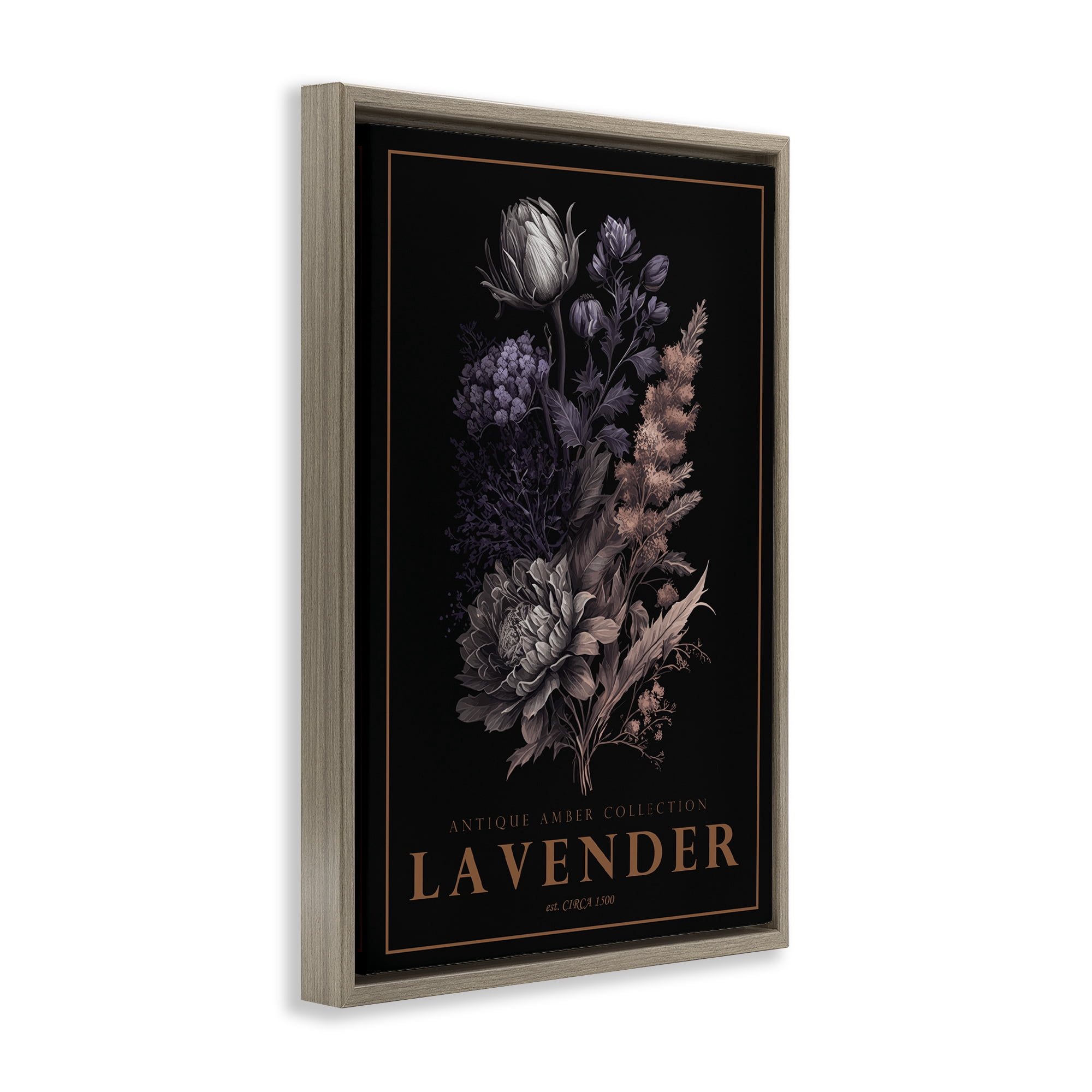 Stupell Industries Antique Lavender Light Brown Framed Floater Canvas Wall Art, design by Chris Giampietro