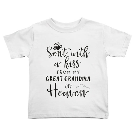 Sent with A Kiss from My Great Grandma in Heaven Cute Toddler Tshirts for Boys Girls (White, Youth S)