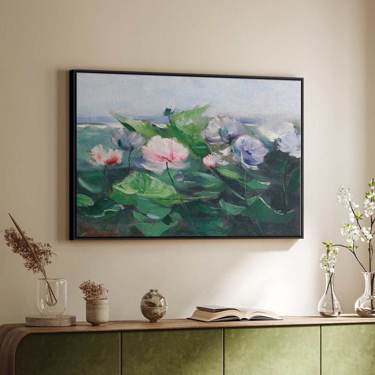 Vintage Botanical Print-LXIX By Wexford Home Framed in Black Wood Gallery Wrapped Canvas 17 in. x 25 in.
