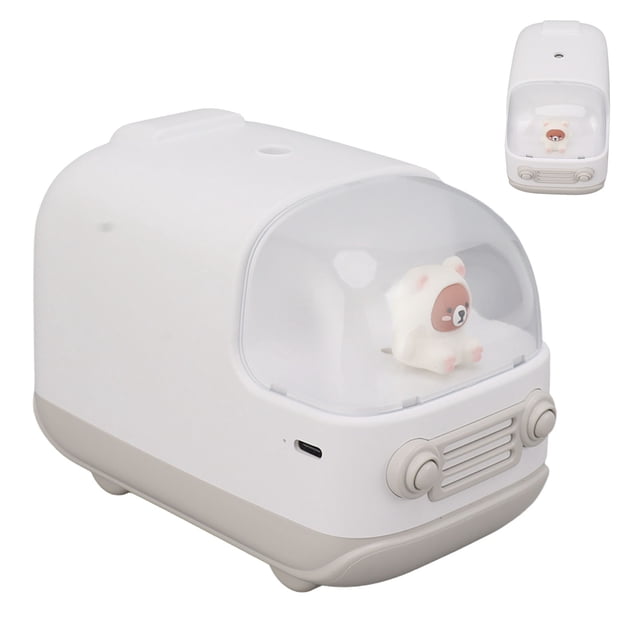 Mini Humidificateur Portable de Forme de Bus d'Ours Mignon 350ml, Chargement USB, Ajustement à 2 Vitesses, Hydratation Durable, Nano Atomisation, pour la Chambre de Bureau