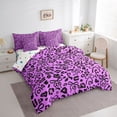 thumbnail image 3 of jejeloiu Cute Cartoon Bowknot 7-Piece Bedding Comforter Set,Jungle Animal Cheetah King Bedding Sets,Purple Black Bed Sheets For Adult,Super Cozy Room Decor Reversible, 3 of 8