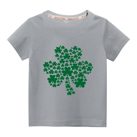 

Summer Savings Clearance! Edvintorg St. Patrick s Day Kids Short Sleeve Shirt Boys Girls Summer Cotton Tshirt Fashion Cute Printed Round Neck Tops Tees 3-10Years Children s Clothing