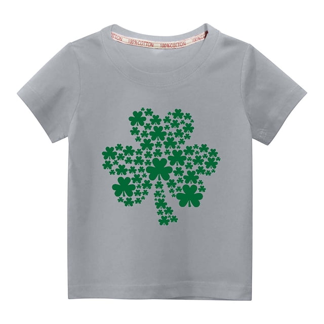 Baby Delas! 3-10 Ans Garçon Fille T-Shirts de la Saint-Patrick, T-Shirts Graphiques Verts pour Enfants, Trèfle Décontracté Manches Courtes Col Rond Irlandais, T-Shirt Saint-Patrick pour Filles Garçons Hauts Chanceux