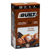 Built Bar 18 Pack Protein and Energy Bars - 100% Real Chocolate - High In Whey Protein And Fiber - Gluten Free, Natural Flavoring, No Preservatives (Salted Caramel)