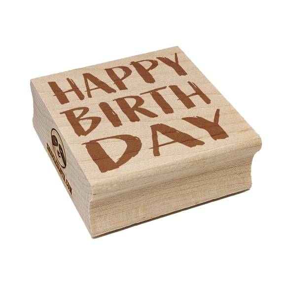 Happy Birthday Sketchy Fun Text Square Rubber Stamp Stamping Scrapbooking Crafting - Small 1.25in