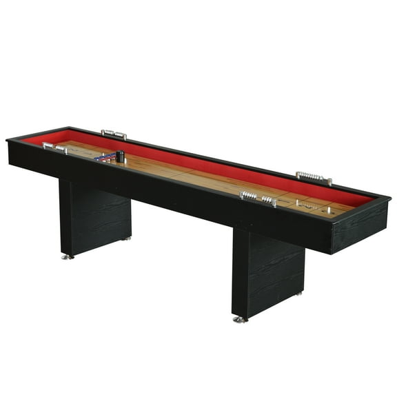 Hathaway Avenger 9-Foot Shuffleboard for Family Game Rooms with Padded Gutters, Leg Levelers, 8 Pucks and Wax