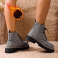 thumbnail image 3 of Womens Combat Boots Faux Suede Lace Up Chunky Platform Lightweight Non Slip Work Hiking Booties, 3 of 7