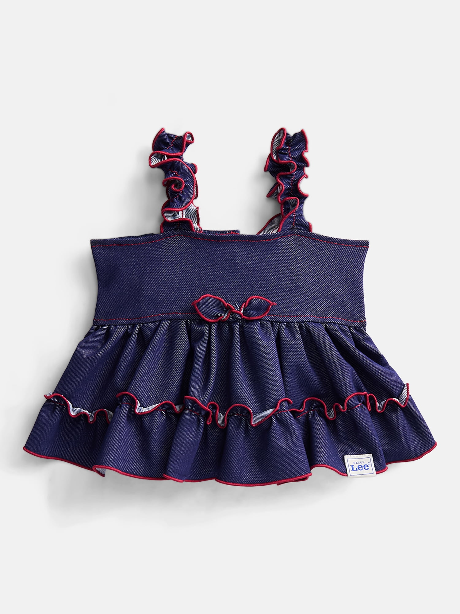 Kacey Lee Denim Strappy Pet Dress for Cats and Dogs, Blue, E