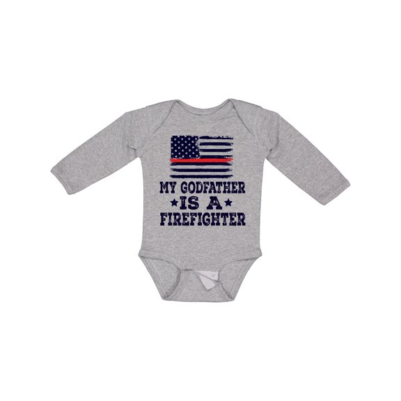 Inktastic Firefighter Godfather Fireman Boys or Girls Long Sleeve Baby Bodysuit