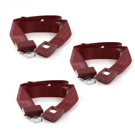 safeTboy  Burgandy Lap Bench Seat Belt Kit for 1970-1979 AMC Gremlin Standard 2 Point - 3 Belts