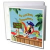 3dRose Pirate Parrot in Paradise - Greeting Cards, 6 by 6-inches, set of 12