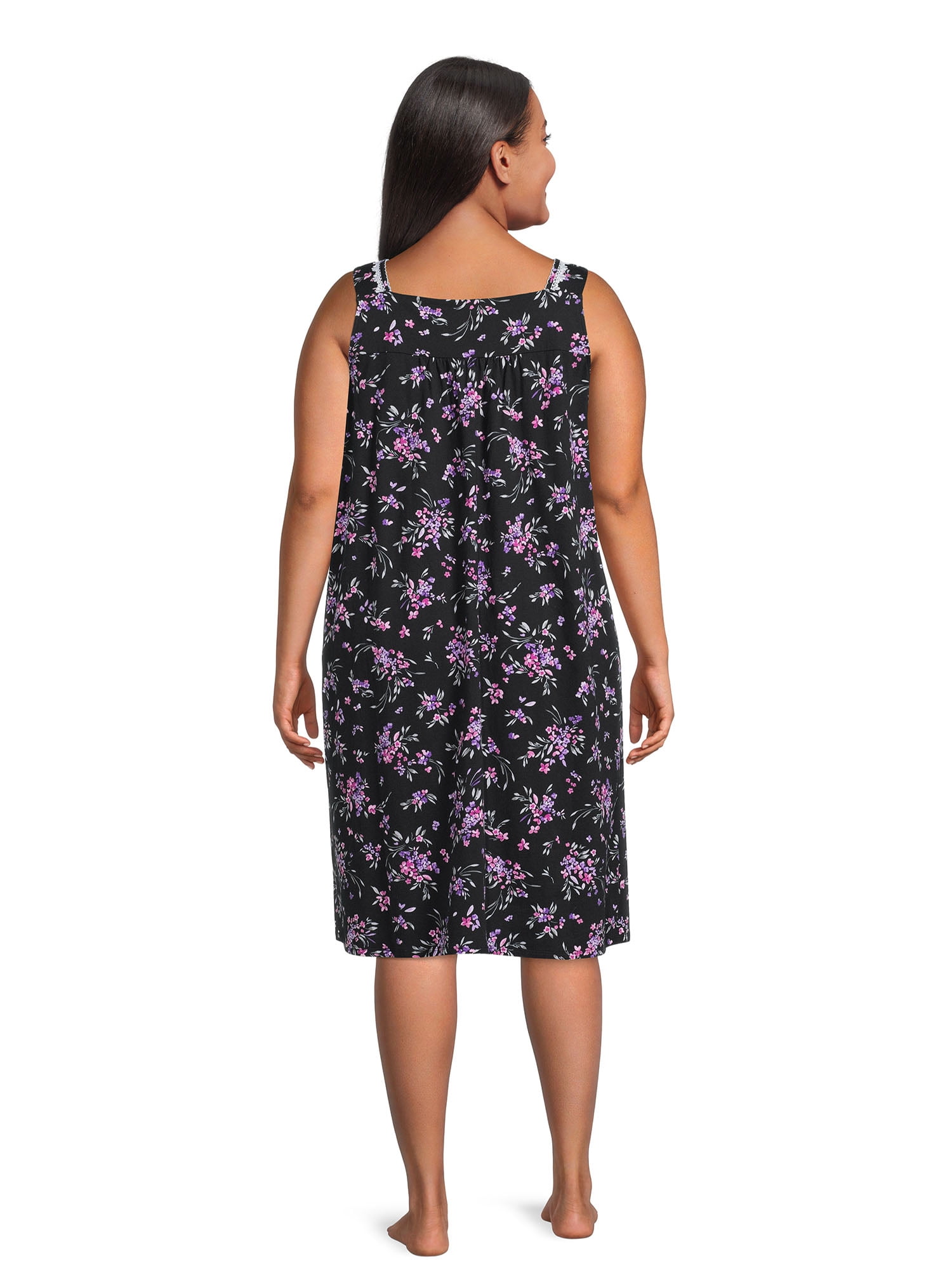 Aria Women's 100% Cotton Sleeveless 40" Nightgown, Sizes XS-5X