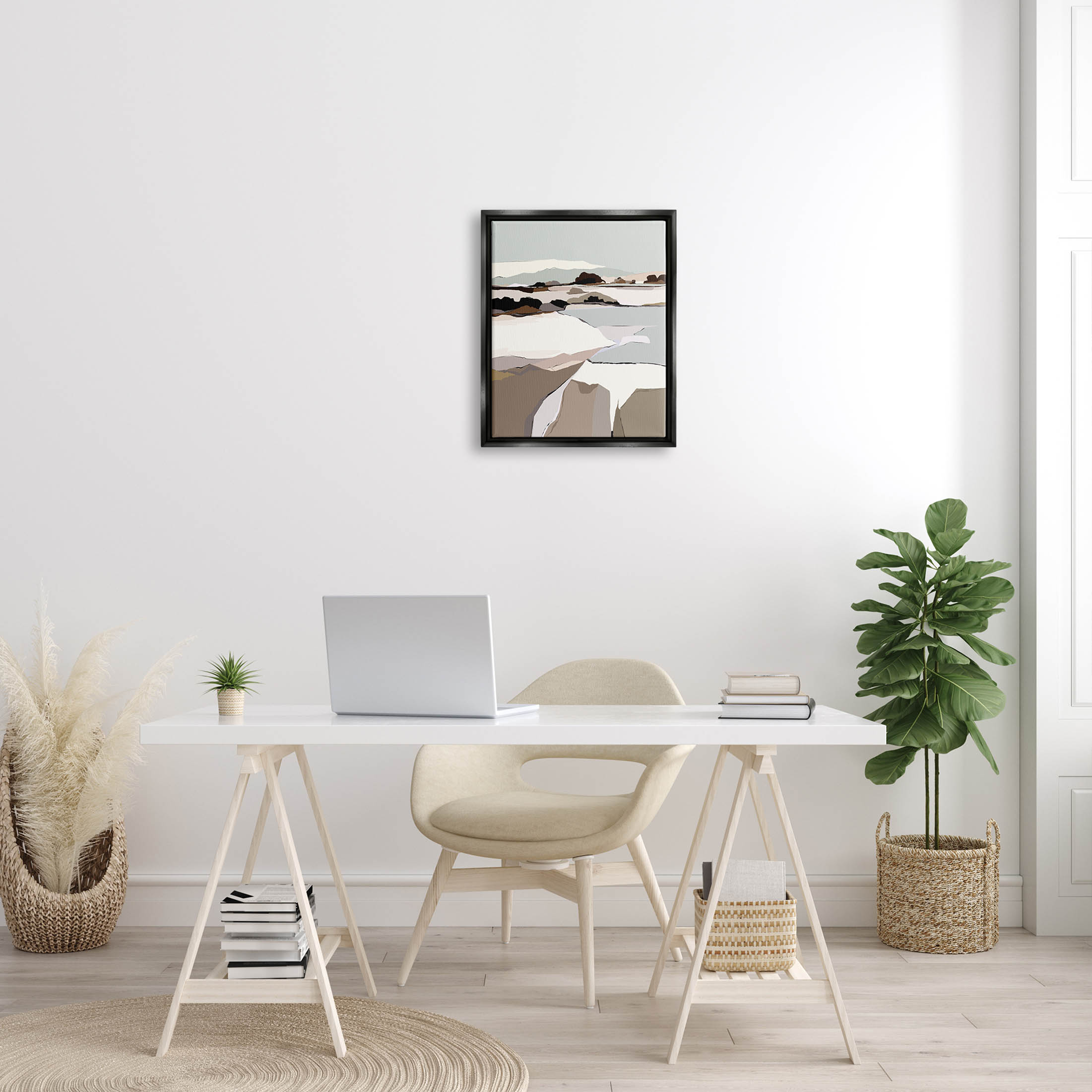 Stupell Industries Lakeside Shore Glattalp Scene Graphic Art Jet Black Floating Framed Canvas Print Wall Art, Design by Nikita Jariwala
