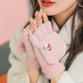 thumbnail image 4 of 2 piezas de guantes cálidos tipo chanclas de felpa de medio dedo para niñas, calidez de invierno 796, 4 of 5