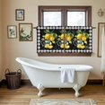 thumbnail image 4 of Yellow Lemon Tier Curtains 36 Inch Length, Summer Botanical Black White Checkered Cafe Short Curtains for Bathroom Over Sink, Small Kitchen Curtain Light Filtering Tiered Drapes 2 Panels 27.5"Wx36"L, 4 of 8