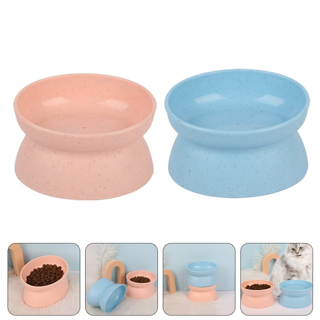 ELAYARD 2Pcs Plastic Pet Feeding Bowl in Assorted Colors Suitable for Dog and Cat Food