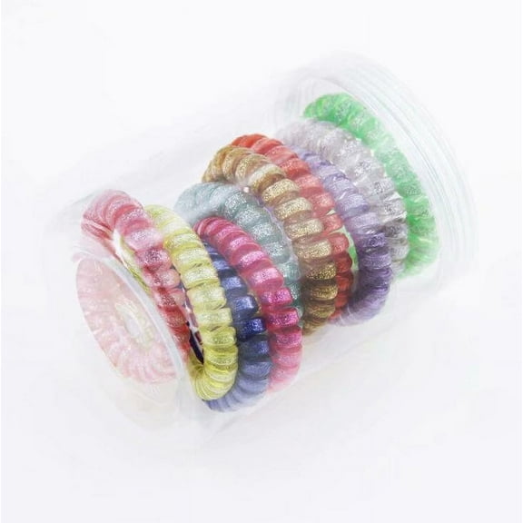10 Pieces Spiral Elastic Ponytail Holder, Colorful Stretchy Hair Ties Band for Girls Women Hair Accessories