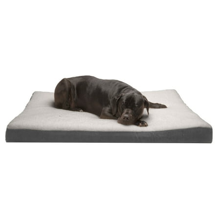 UPC: 0842229122053 | FurHaven Pet Products Faux Sheepskin & Suede Memory Foam Deluxe Pet Bed for Dogs & Cats – Gray Jumbo Plus