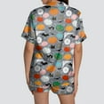 thumbnail image 5 of Xmyrz Pajamas For Women Set Short Sleeve Satin Silk Button Down Halloween Print Loungewear Pj'S Sleepwear Outfit, 5 of 6