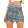 thumbnail image 3 of QAFOPEH Women's Sequin Skirt Sparkling Elastic Waist Club Party Night Out Bodycon Mini Skirt, 3 of 7