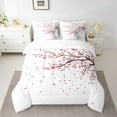 thumbnail image 3 of Manfei White Pink Floral 7-Piece Bedding Comforter Set, Tokyo Japanese Blossoms Flower King Bedding Sets, Teens Kids Girls Women Reversible Bed Sheets, Breathable Home Decor, 3 of 8