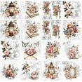 thumbnail image 2 of 1 set 12 Sheets 12 Style Rub on Transfers 5.5x5.5 Inch Vintage Flower Butterfly Transfer Stickers Decals Personalized Waterproof Rub on Transfers for Window Furniture Craft Scrapbook Decals, 2 of 8