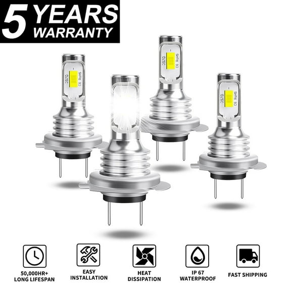 For Hyundai	Santa Fe 2017-2018 H7  LED Headlight Bulbs High/Low Beam, 6000K White 4000LM Bright Canbus No Error, Easy Install, Plug-N-Play Halogen Replacement, 4Pcs