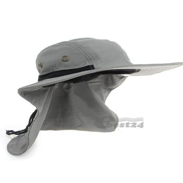 Mens Été UV Protection Extérieur Chapeau Plein Couvercle Large Bord Cou Rabat Oreille pour la Pêche Randonnée Chasse