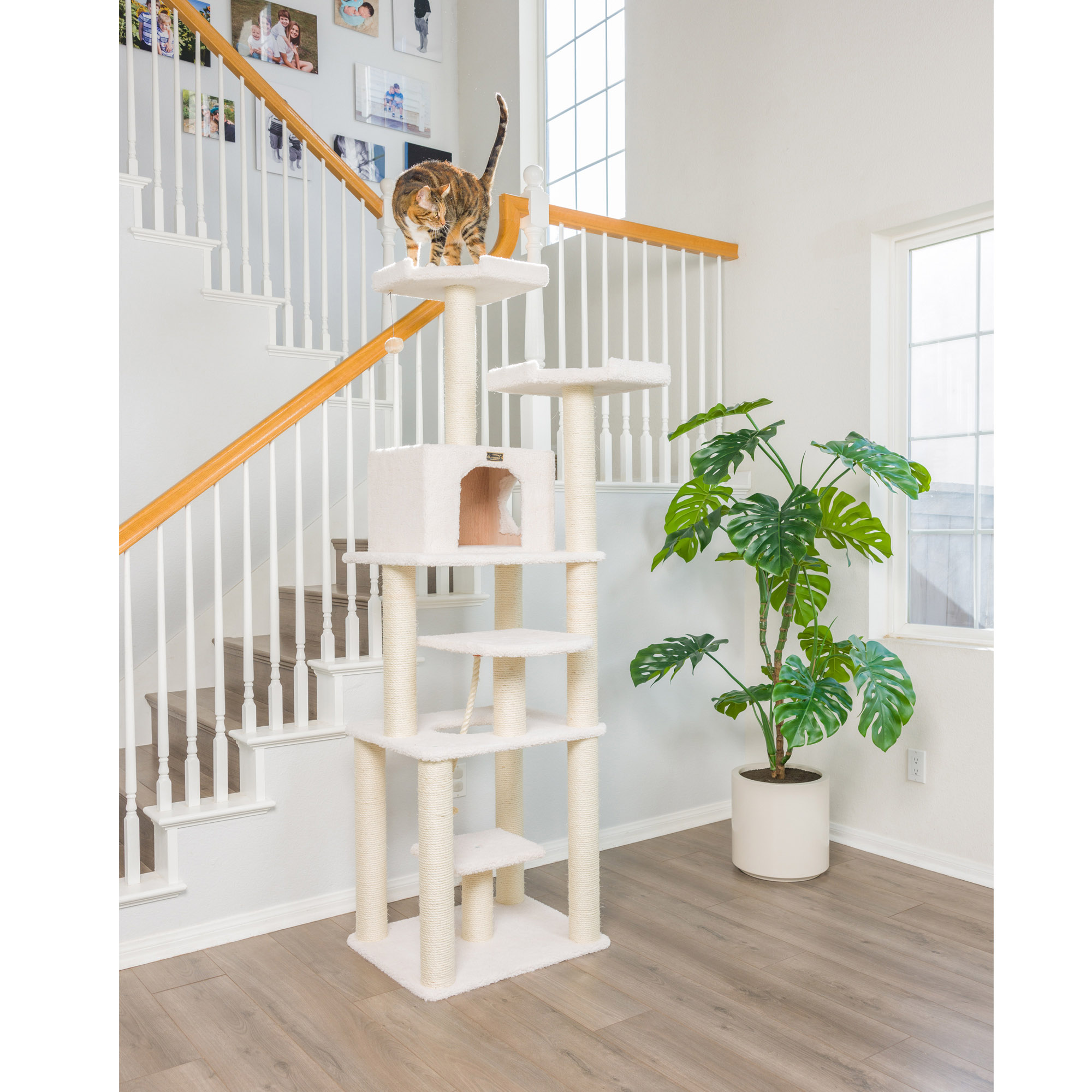 Armarkat 78-in real wood Cat Tree & Condo Scratching Post Tower, Beige - image 3 of 10
