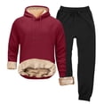 thumbnail image 3 of Blekii Men's 2 Piece Tracksuit Sets Fleece Fuzzy Hooded Sherpa Sweatshirt & Joggers, Winter Warm Two-Piece Outfit, Cuffed Ankle Sweatpants Set, Thick Cozy Loungewear for Cold Days,, 3 of 10