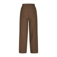 thumbnail image 5 of KkSLirnhs Pants for Women Jeans Women's Summer Solid Color Casual Drawstring Wide Leg Ankle Pants with Pockets Brown XXL, 5 of 9