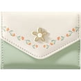 thumbnail image 2 of Women's Cute Wallet, Small Tri-Fold RFID Blocking Leather Wallet with ID Window, Girls and Women - Flowers/Green, 2 of 5