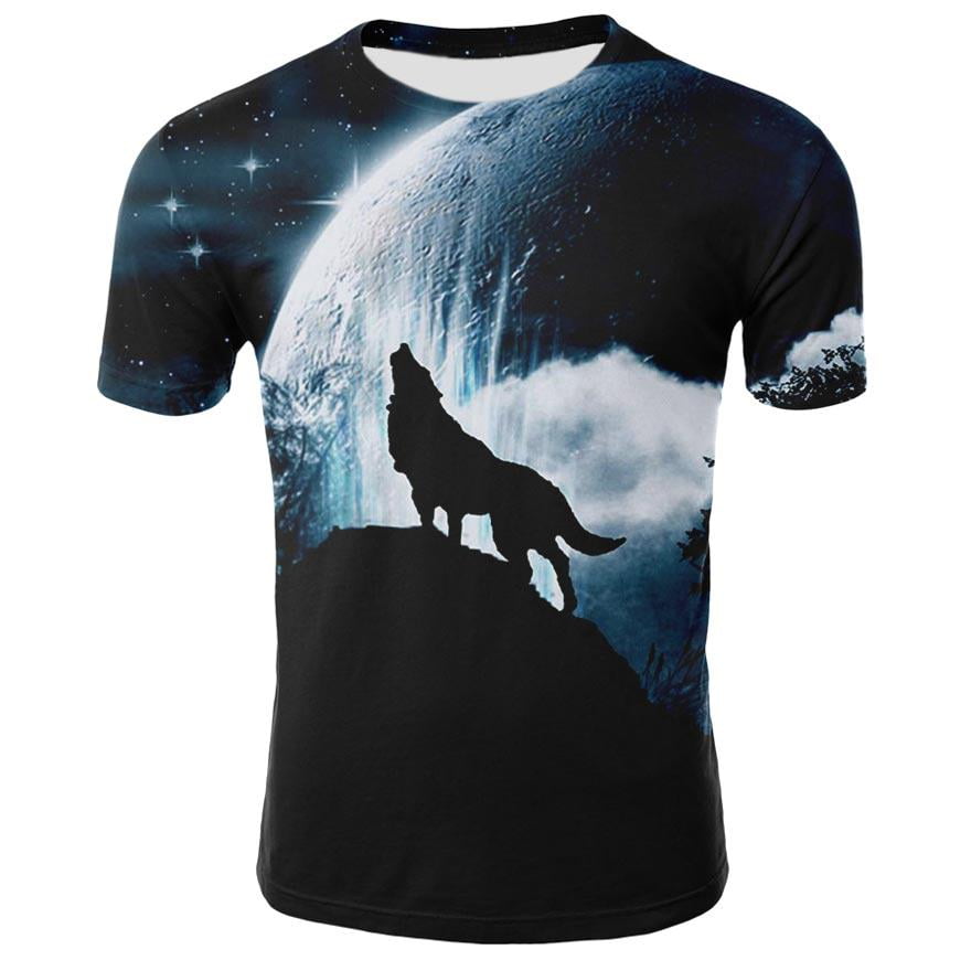 Wolf 3D Print Animal Cool Funny T-Shirt Men Short Sleeve Summer Tops ...