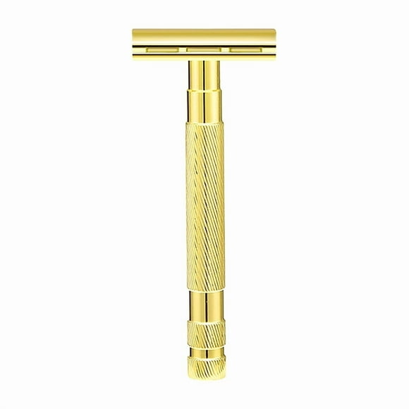 Waysh Gold Traditional Safety Razor Kit for Men w/ Stand
