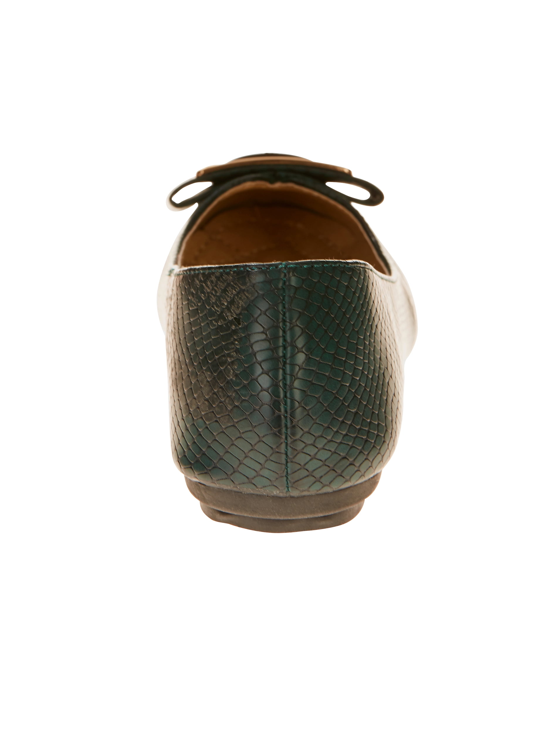 Victoria K Women's Croc Textured With Onyx Bow Ballet Flats