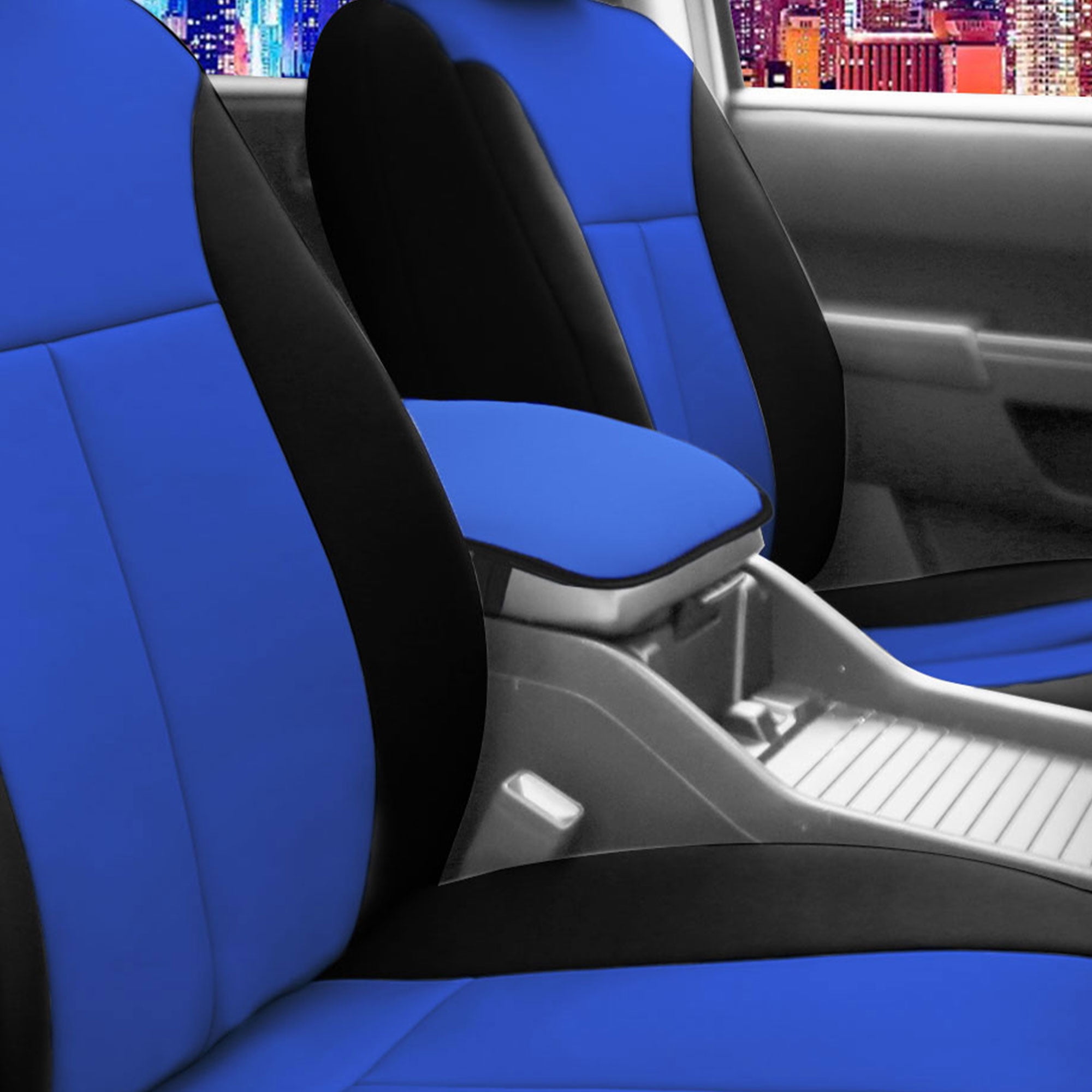Blue Car Accessories Auto Armrest Pad Cover Center Box PU Mat Cushion C2S1
