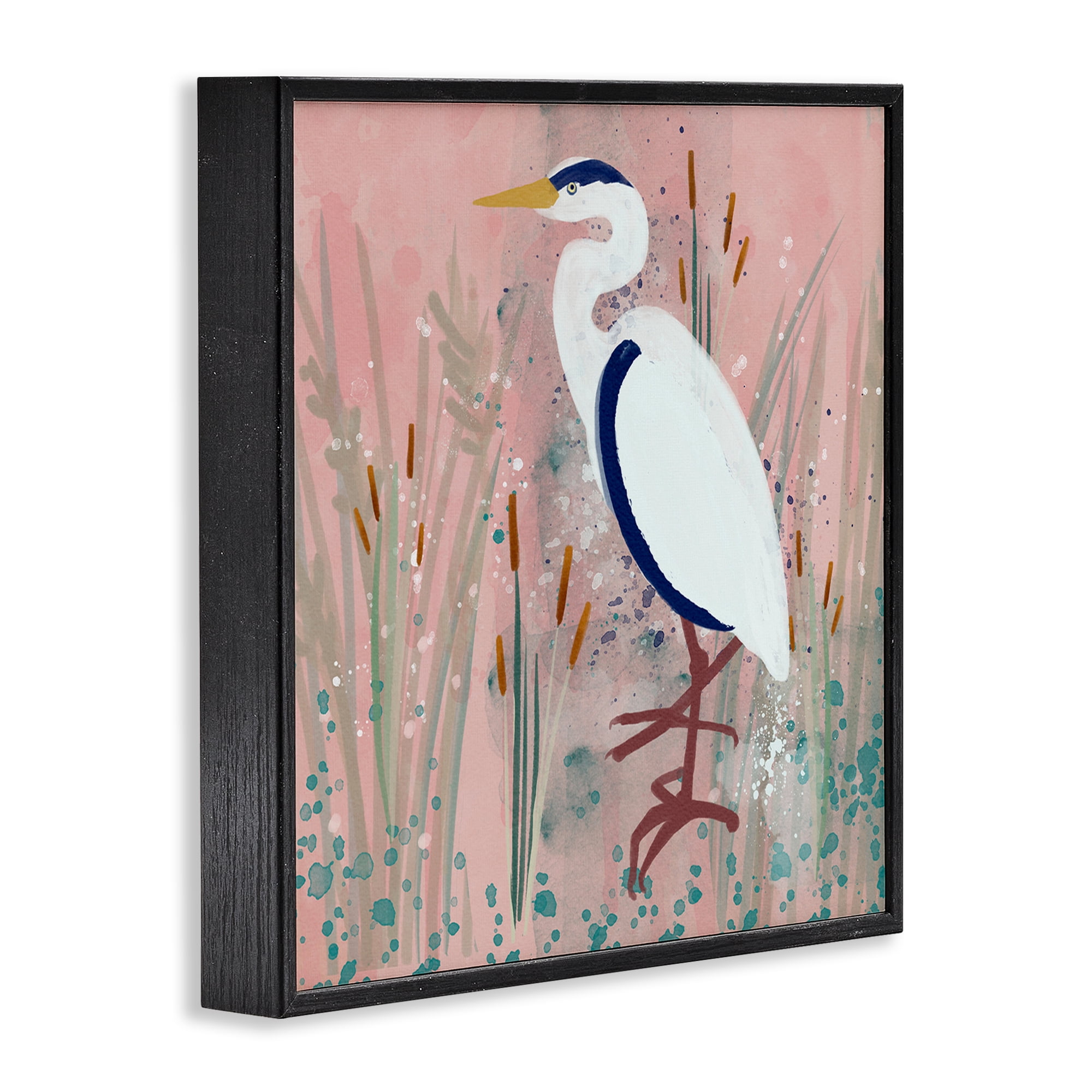 Stupell Industries Coastal White Bird Animals & Insects Painting Black Framed Art Print Wall Art, 17 x 17